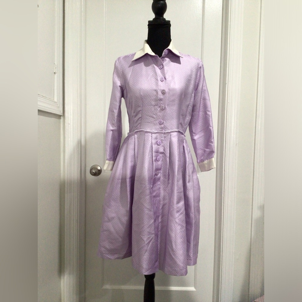 Lavender dress with collar and buttons